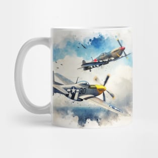 Fantasy illustration of WWII aircraft in battle Mug